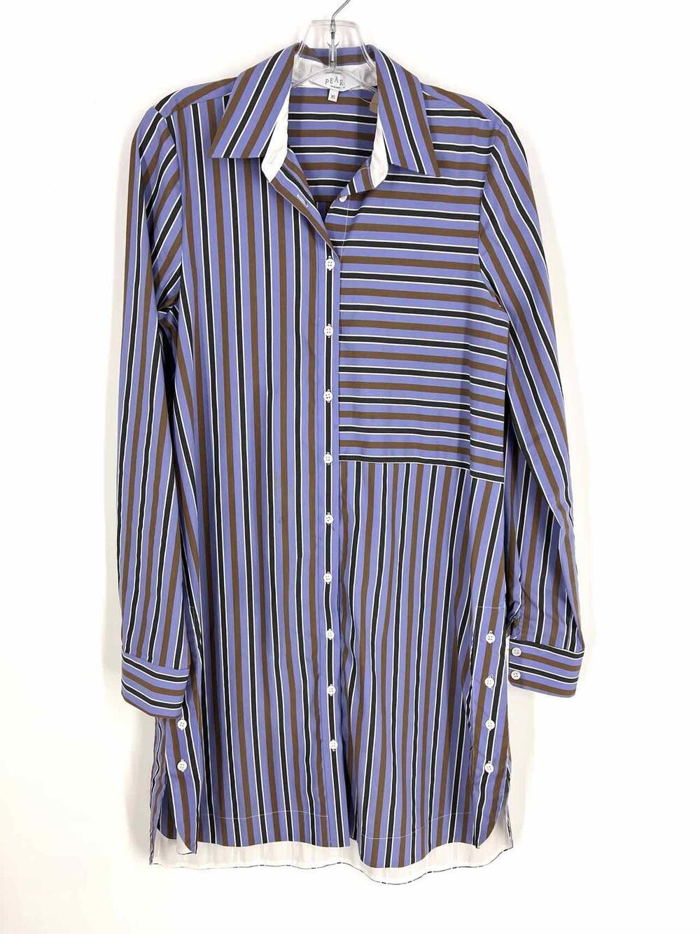 Pearl by Lela Rose Size XS Bl/Br/Bk Stripe Button-down Designer Dress